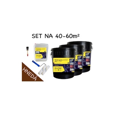 SET na 40-60m2 (65kg) - 3xTekutá guma ALFEMA TG500 hnedá 20 kg, 1x Penetrácia ALF PR40 5kg, náradie