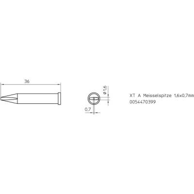 Weller XT-A spájkovací hrot dlátová forma Veľkosť hrotov 1.6 mm Dĺžka hrotov 37 mm Obsah 1 ks