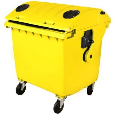 Sběrný 1100 litrů s kulatým vhozem na plast žlutá