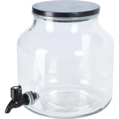 Home Styling Collection Skleněná dóza s kohoutkem a víkem z borovicového dřeva, 5,2 l transparentní