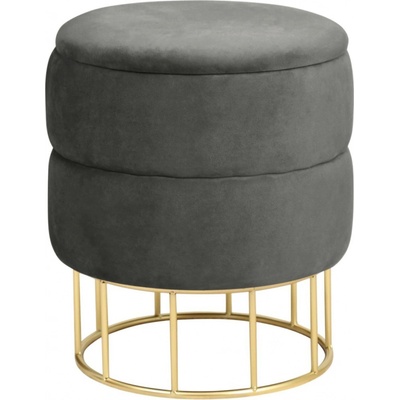 Ak furniture Taburet ELZA samet šedý
