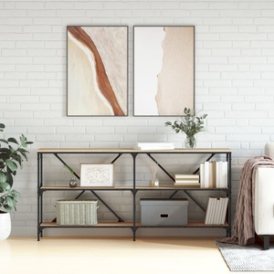 vidaXL Конзолна маса дъб сонома 160x30x75 см инженерно дърво и желязо (832849)