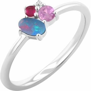 Eppi Zlatý cluster prsten s opálem rubínem safírem a diamantem Bluma R38562