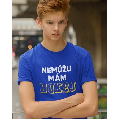 dětské tričko Nemůžu mám hokej 2 modrá