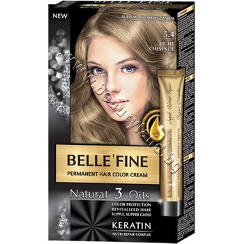 Belle'Fine Боя за коса Belle'Fine, 5.4 Light Chestnut, p/n BF-16305.4 - Крем-боя за коса с провитамин B5, светъл кестен (BF-16305.4)