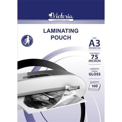 Laminovacia fólia, laminovateľná za tepla, 75 mikr., A3, lesklá, VICTORIA