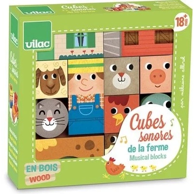 Vilac - Дървени музикални кубчета - Ферма (2102)