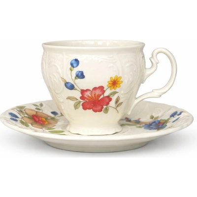 Thun 1794 Bernadotte šálka lungo s podšálkou ivory farebné kvety 160 ml
