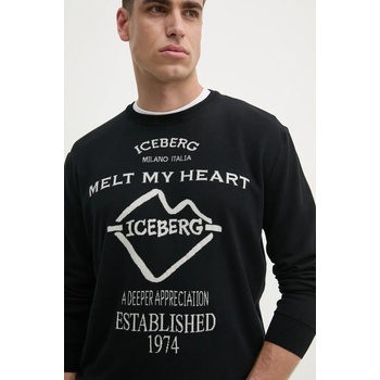 Iceberg Памучен пуловер Iceberg мъжки в черно от лека материя A019 7633 (A019.7633)