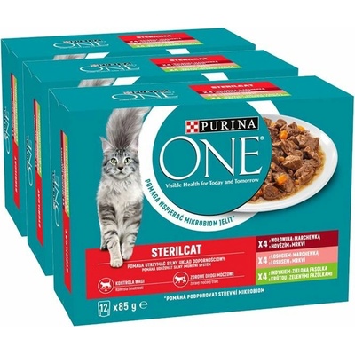 Purina One sterilcat hovädzie losos a morka v šťave 36 x 85 g