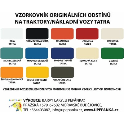 U PEPÁNKA s.r.o. BARVY NA TRAKTORY TATRA Originální odstín ČERVENÁ 2-K Polyuretan, SET s tužidlem Velikost: 1,25kg SET