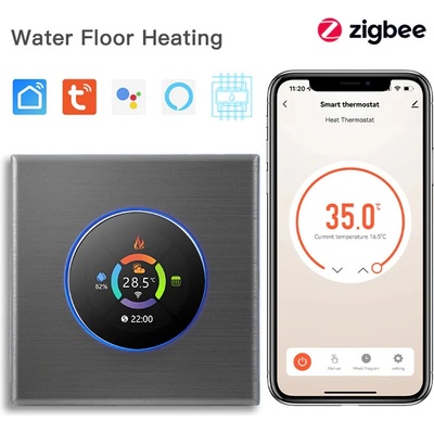 BSEED Zigbee otočný termostat Voda Šedá