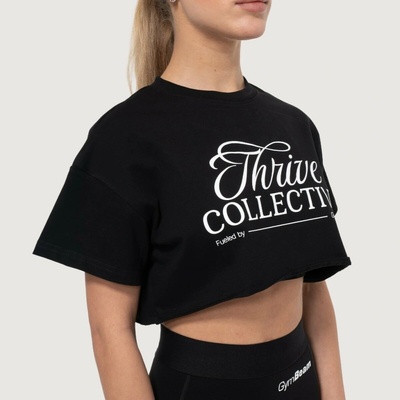 GymBeam Dámske cropped tričko Thrive Black