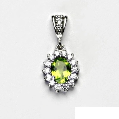 Čištín Zlatý přívěsek Kate bílé i žluté zlato přírodní olivín čiré zirkony P 1507 2