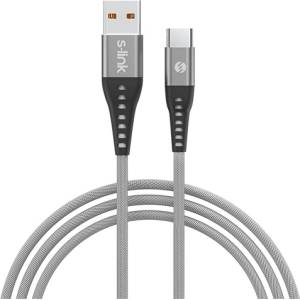 S-Link Кабел S-Link - SL-STM60T (3A, 12W, бързо зареждане, Type-C, 100cm кабел за данни+зарядно, сив) (37191)
