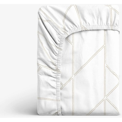 Goldea bavlna napínací prostěradlo geometrické linie na bílém 120x200