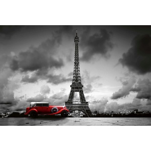 DIMEX ART Флизелинов фототапет айфелова кула с ретро автомобил 375 x 250 см