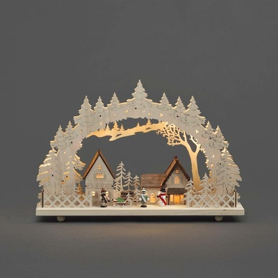 Adventní svícen STATEK, dřevěný přírodní vyřezávaný