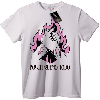 NOONEBRAND Тениска Феминистки Огнен Юмрук - 5XL, Black