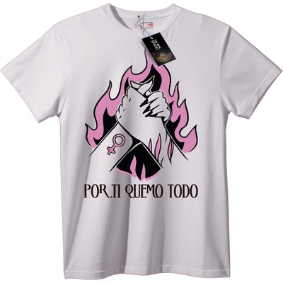 NOONEBRAND Тениска Феминистки Огнен Юмрук - 5XL, Black