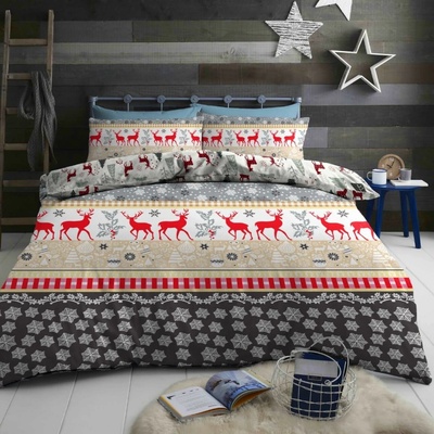 Textilomanie flanel obliečky CHRISTMAS TIME farebné 70x90 140x200