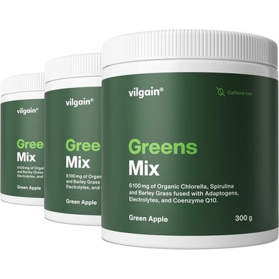 Vilgain Greens Mix 3× Zelené jablko bez kofeinu 300 g