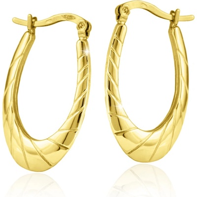 Gemmax Zlaté oválné plastické náušnice na francouzský zámek – GLEYN-32631