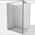 Mexen Kioto стенен панел за душ Walk-in 140 x 200 см, черна рамка 8 мм, розово злато (800-140-101-60-70)