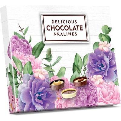 Selllot Plněné čokoládové lodičky Růžovofialové květy 125 g
