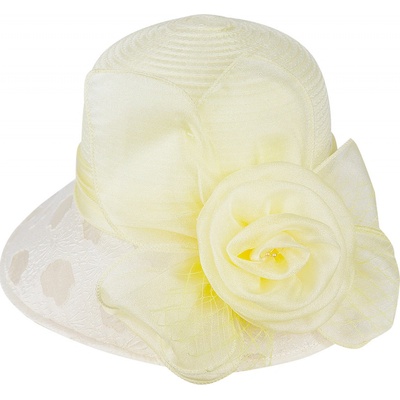 Biju Dámsky klobúk T23-20 s ozdobnou veľkou ružou 9001628-3 žltý