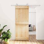 vidaXL Преплъзваща се врата 80 x 210 cm Естествено и бяло (3445009)