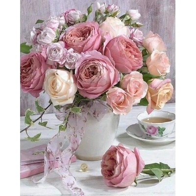 Norimpex - Puzzle Diamant painting: Bouquet of roses 30x40cm - 1 - 39 piese