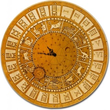 Dekor z Lesa Drevené hodiny Horoskop Svetlá kombinácia, 48 x 48 cm