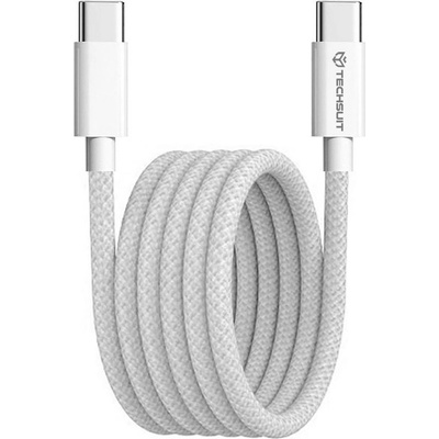Techsuit Кабел за данни Type-C за Apple, Android, PD60W, супер бързо зареждане, 1 м - (PCB114D) - бял