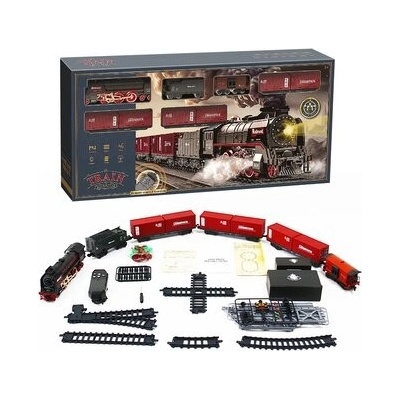 SET Elektrická vláčkodráha Parní lokomotiva s kouřem, světlem a zvukem na baterie – Sleviste.cz