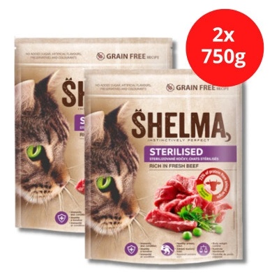 SHELMA Adult Sterile s čerstvým hovädzím mäsom 2 x 0,75 kg