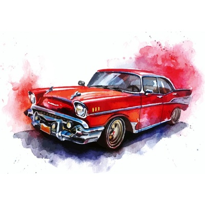 Dimex MS-5-2176 Vliesová fototapeta Ilustrované červené auto rozměry 375 x 250 cm