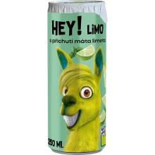 HEY! Limo sýtený nápoj s príchuťou mäta limeta 250 ml