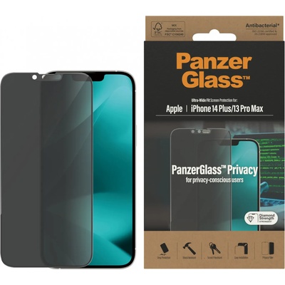 Panzer Стъклен протектор PanzerGlass за Apple Iphone 14 Plus / 13 Pro Max, UWF, Privacy, Antibacterial - Черен