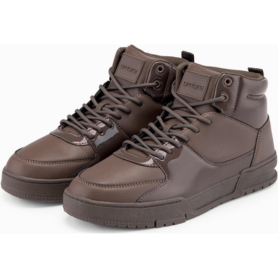 Ombre Men's hightop sneakers shoes with shiny elements dark brown hnedá