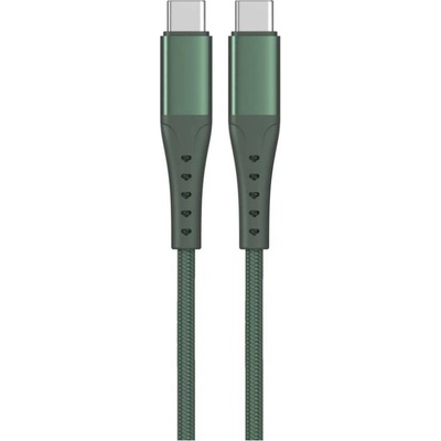 Lemontti кабел USB-C към USB-C, алуминиев, устойчив на огъване, бързо зареждане 60W, 2 м, зелен (LEMCSTCF602MV)