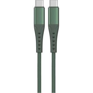 Lemontti кабел USB-C към USB-C, алуминиев, устойчив на огъване, бързо зареждане 60W, 2 м, зелен (LEMCSTCF602MV)