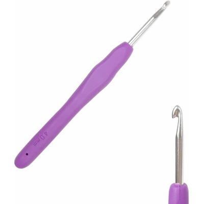 Háček s pogumovanou ručkou 4,0mm fialový