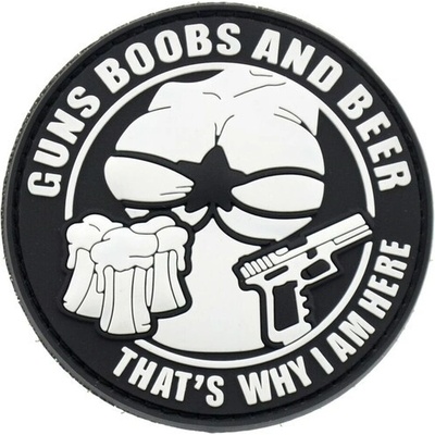 WARAGOD Nášivka 3D Guns Boobs and Beer,That's why I am here 6cm