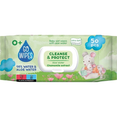 GoWipes Dětské vlhčené ubrousky s Aloe vodou a heřmánkem 50 ks