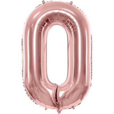PartyDeco Fóliový balón číslo 0 ružové zlato 86 cm