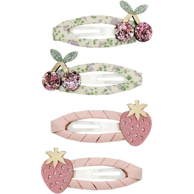 MIMI & LULA Sponky do vlasů Summer Fruit Clic Clacs – set 4 ks, růžová barva, kov, textil