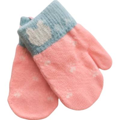 Kojenecké vlněné palcové rukavice se šnůrou Růžová