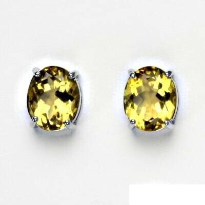 Čištín Zlaté náušnice, přírodní citrín pálený 10x8 mm , bílé i žluté zlato - NŠ 1242