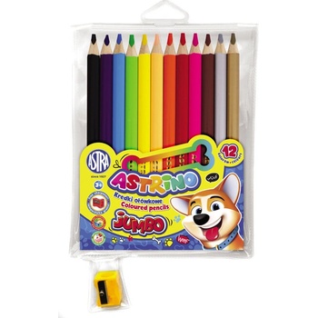 AS312221001 Цветни кръгли моливи Astrino jumbo 12 цвята + острилка (AS312221001)